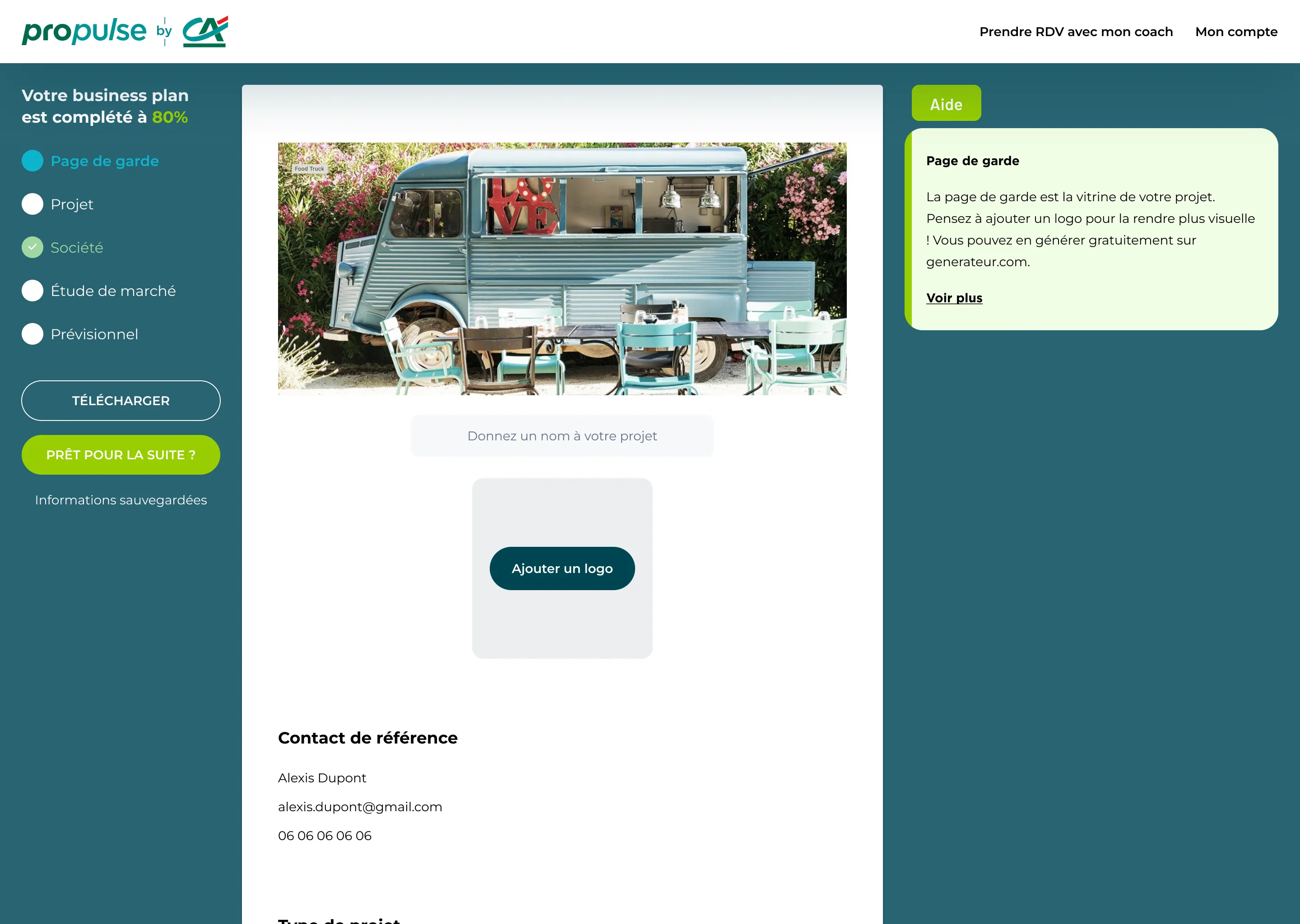 Refonte de l'outil de business plan Propulse by CA