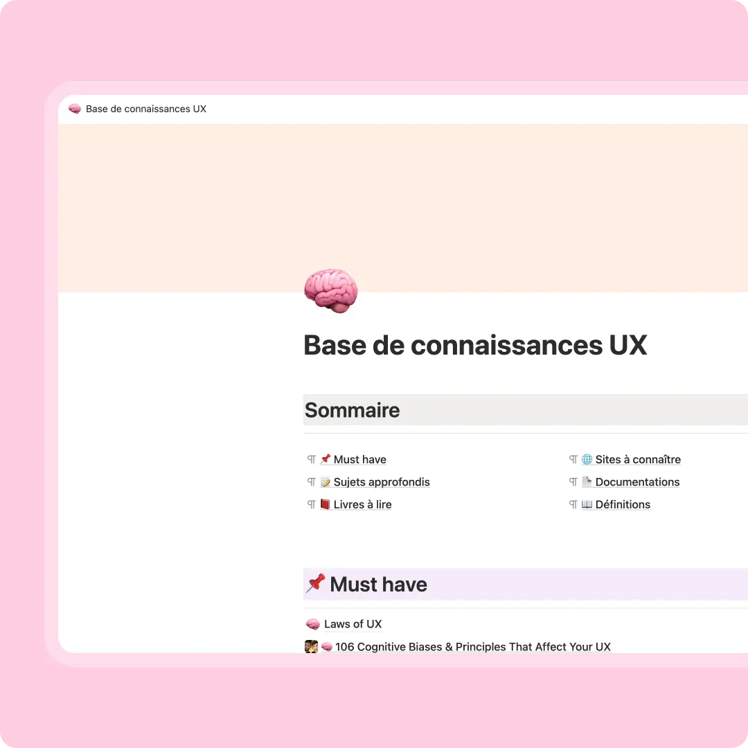 Notion Base de connaissances UX
